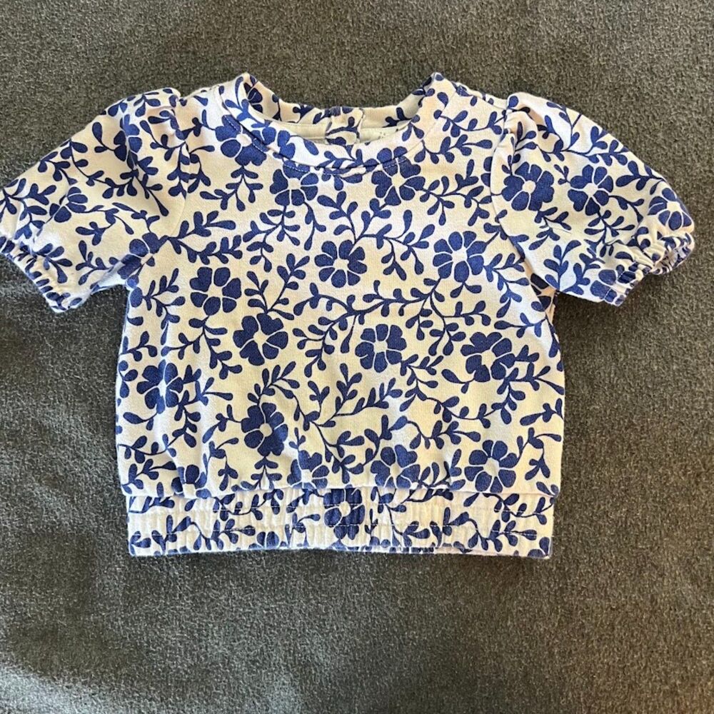 Kaavia James Union-Wade x Janie and Jack Top, Blue and White Floral, Size 4T